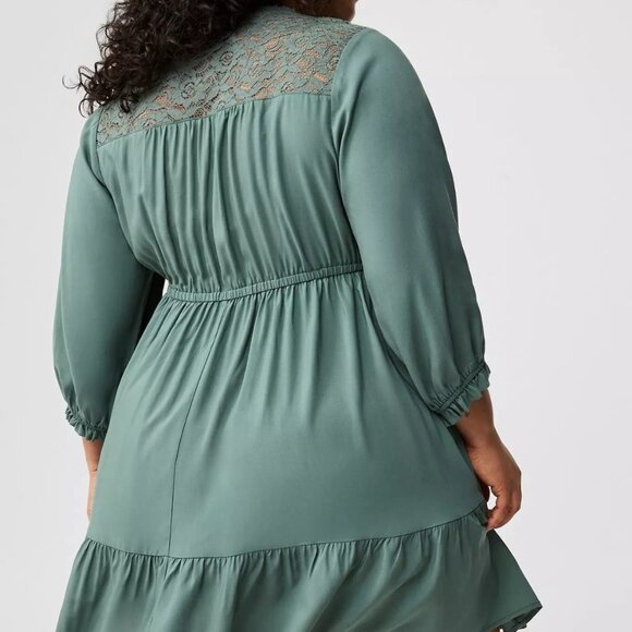 Plus size shirt dress​ by Torrid 3 3X 22/24 NWTS - plus size green dress - lace - Picture 2 of 3